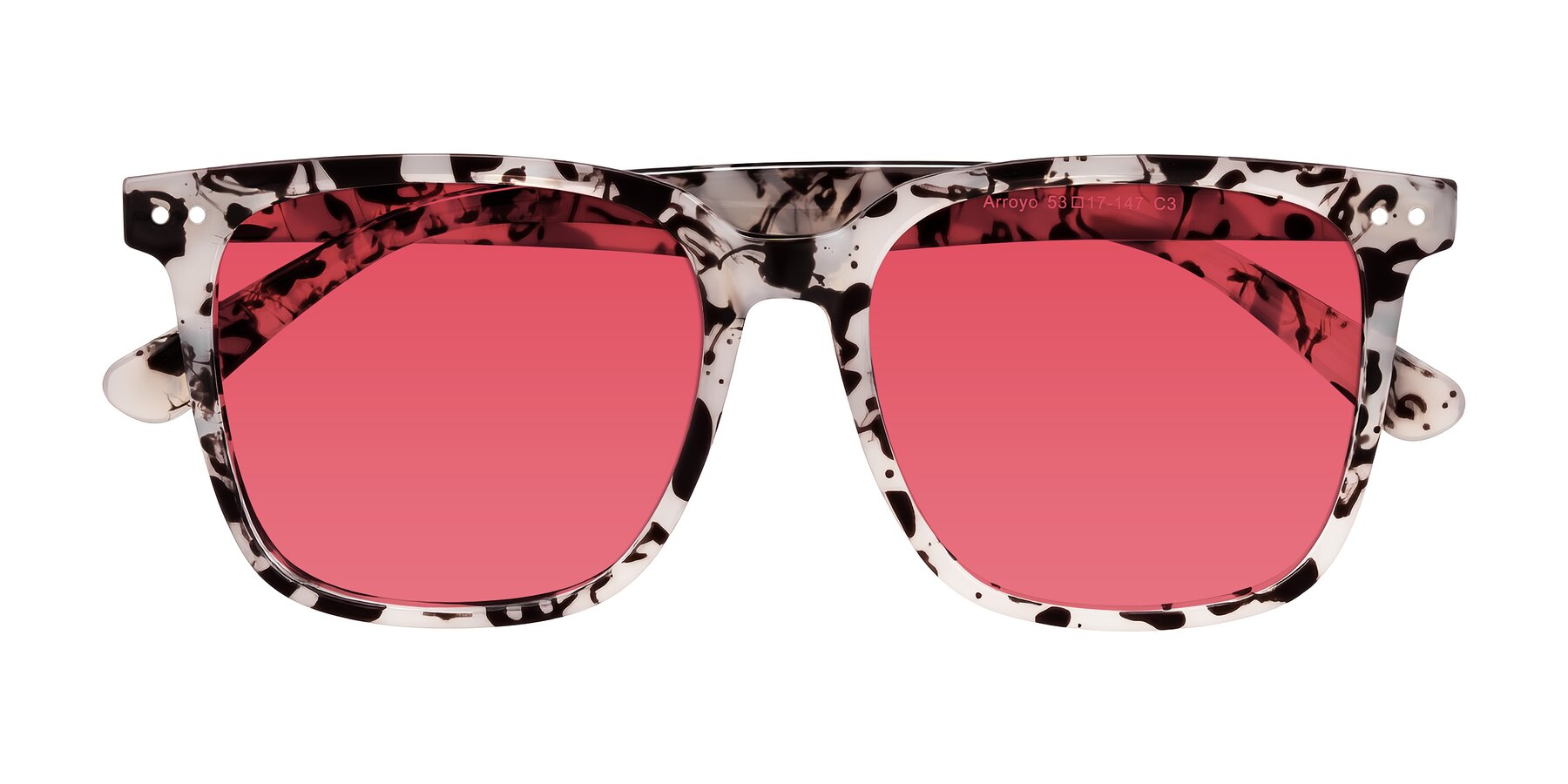 Folded Front of Arroyo in Ivory Tortoise with Red Tinted Lenses