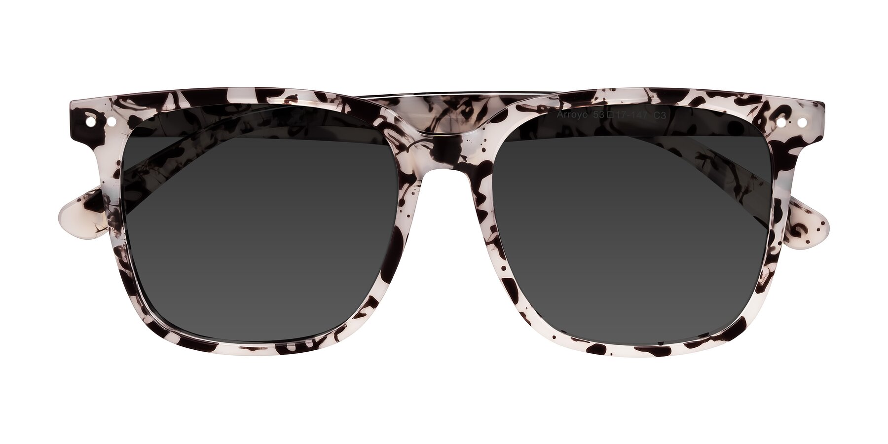 Folded Front of Arroyo in Ivory Tortoise with Gray Tinted Lenses