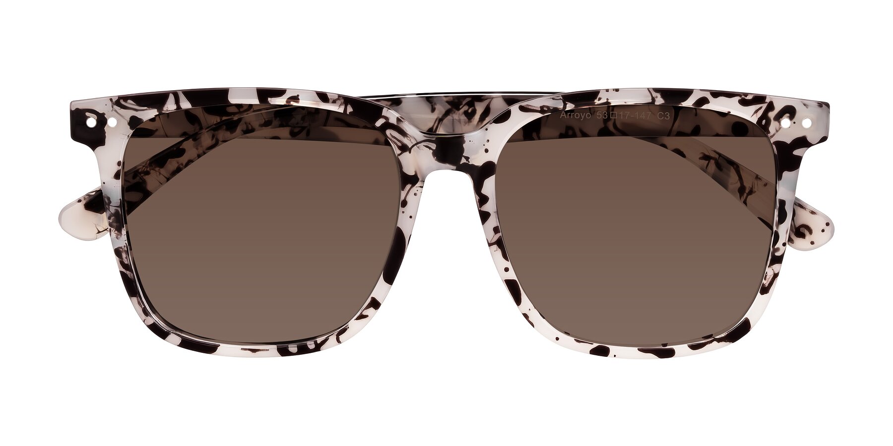 Folded Front of Arroyo in Ivory Tortoise with Brown Tinted Lenses