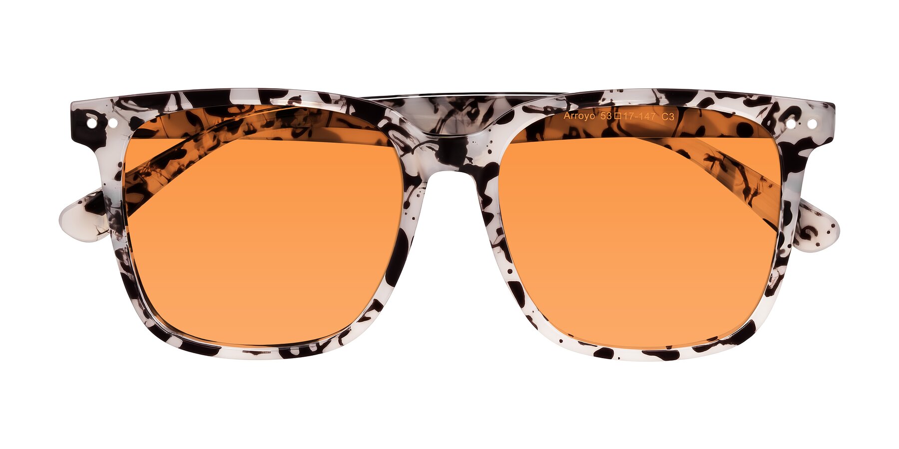 Folded Front of Arroyo in Ivory Tortoise with Orange Tinted Lenses