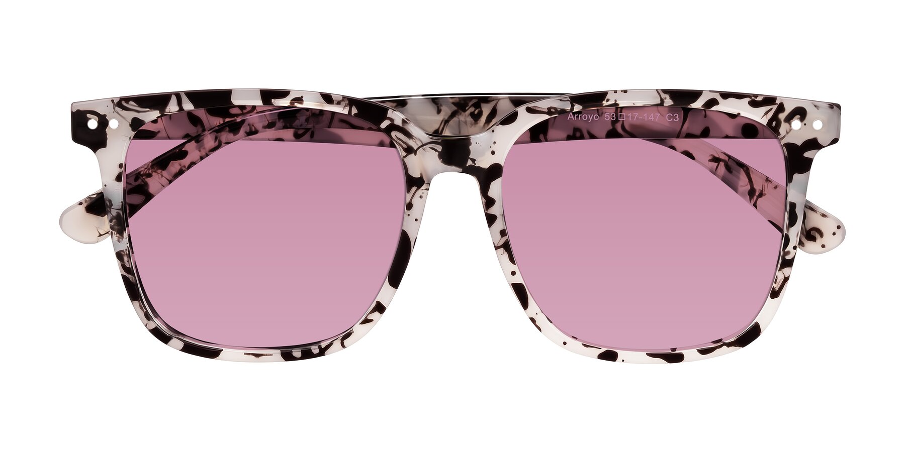 Folded Front of Arroyo in Ivory Tortoise with Medium Wine Tinted Lenses