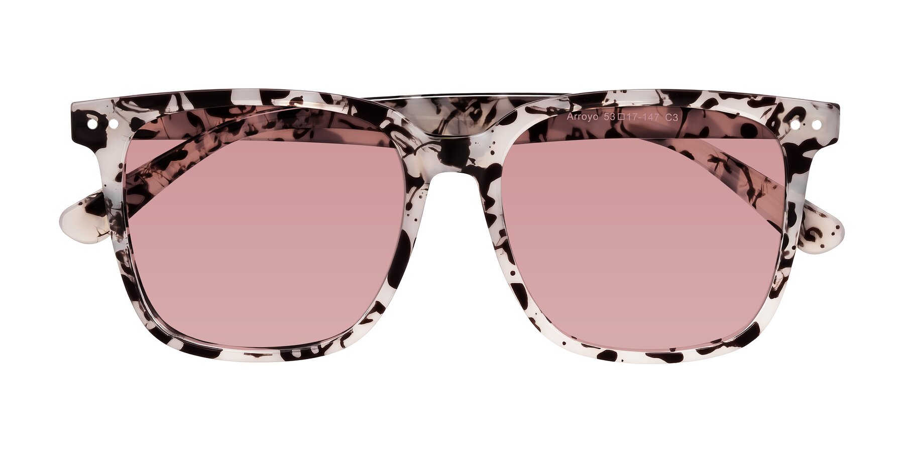 Folded Front of Arroyo in Ivory Tortoise with Medium Garnet Tinted Lenses