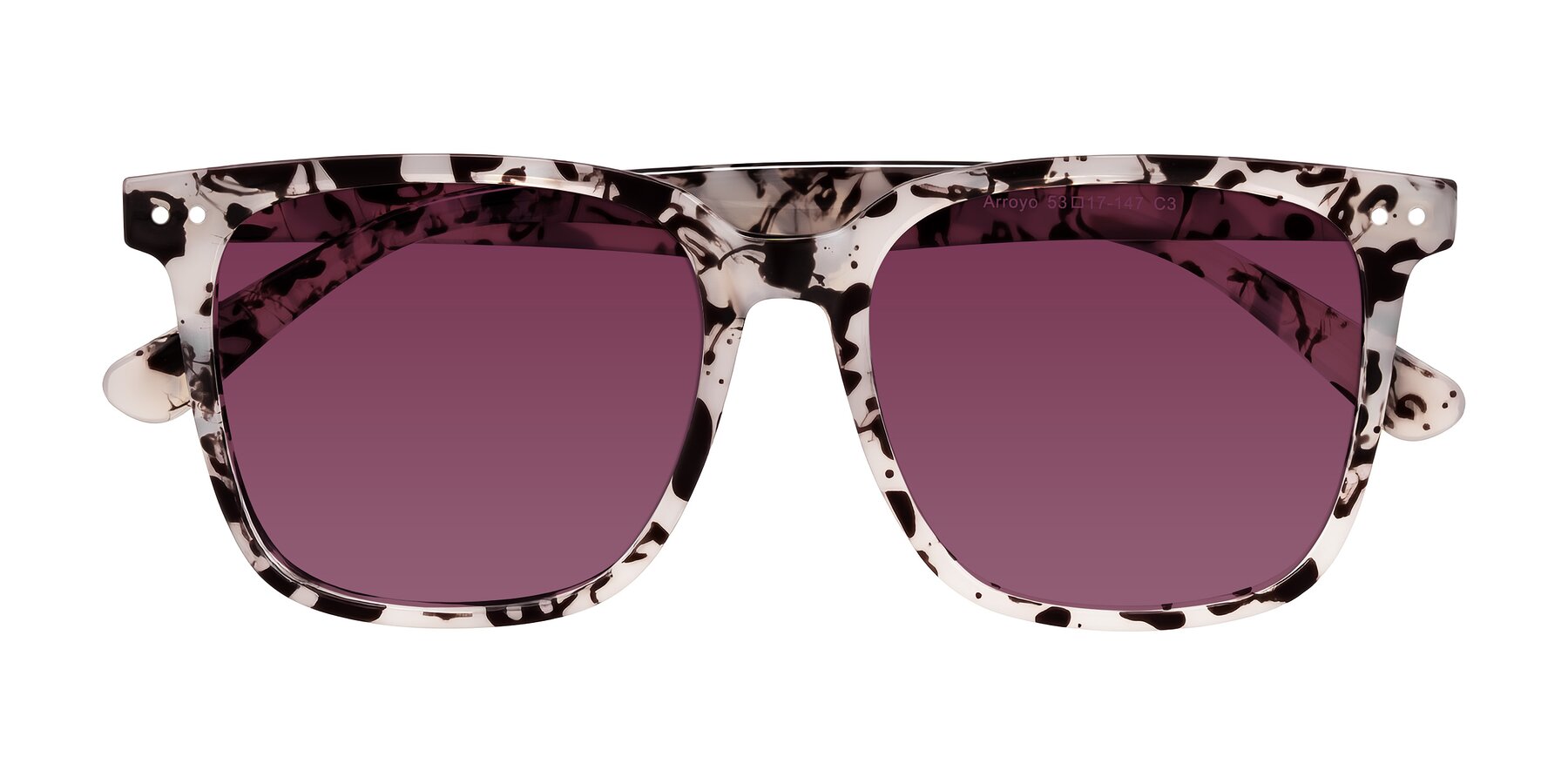 Folded Front of Arroyo in Ivory Tortoise with Wine Tinted Lenses