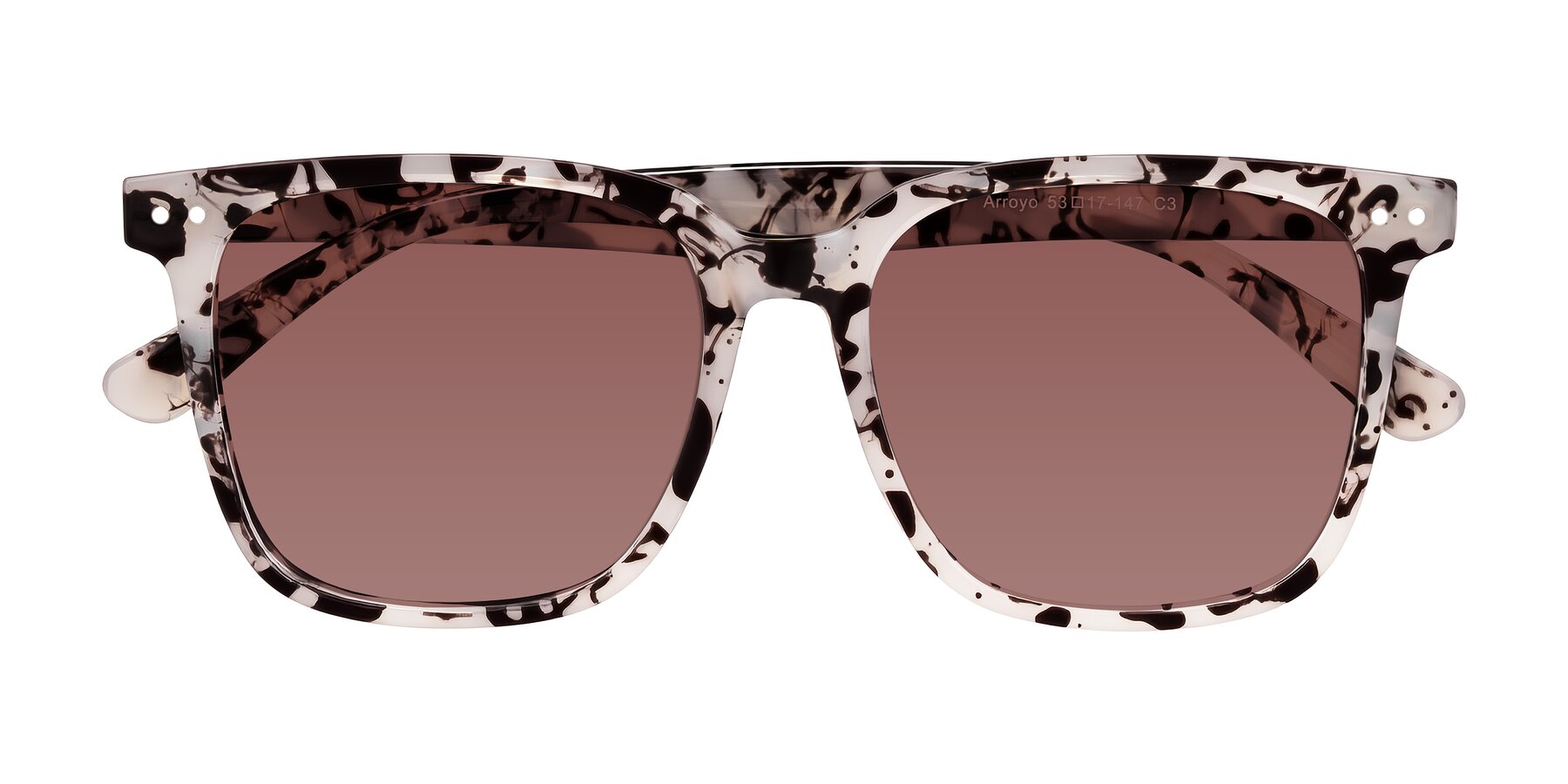 Folded Front of Arroyo in Ivory Tortoise with Garnet Tinted Lenses