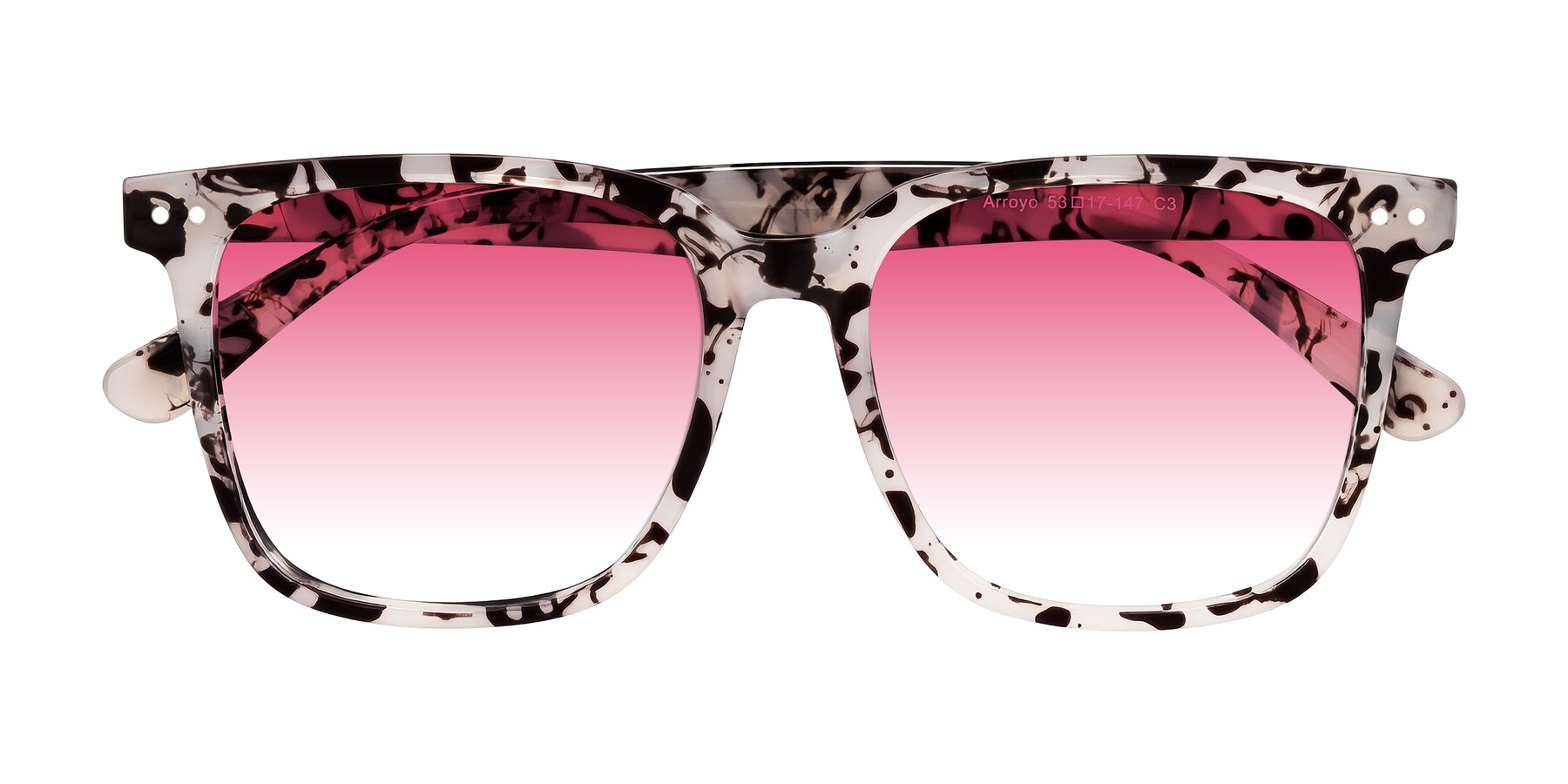 Folded Front of Arroyo in Ivory Tortoise with Pink Gradient Lenses
