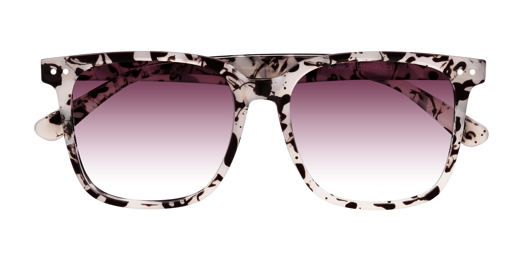Folded Front of Arroyo in Ivory Tortoise with Wine Gradient Lenses