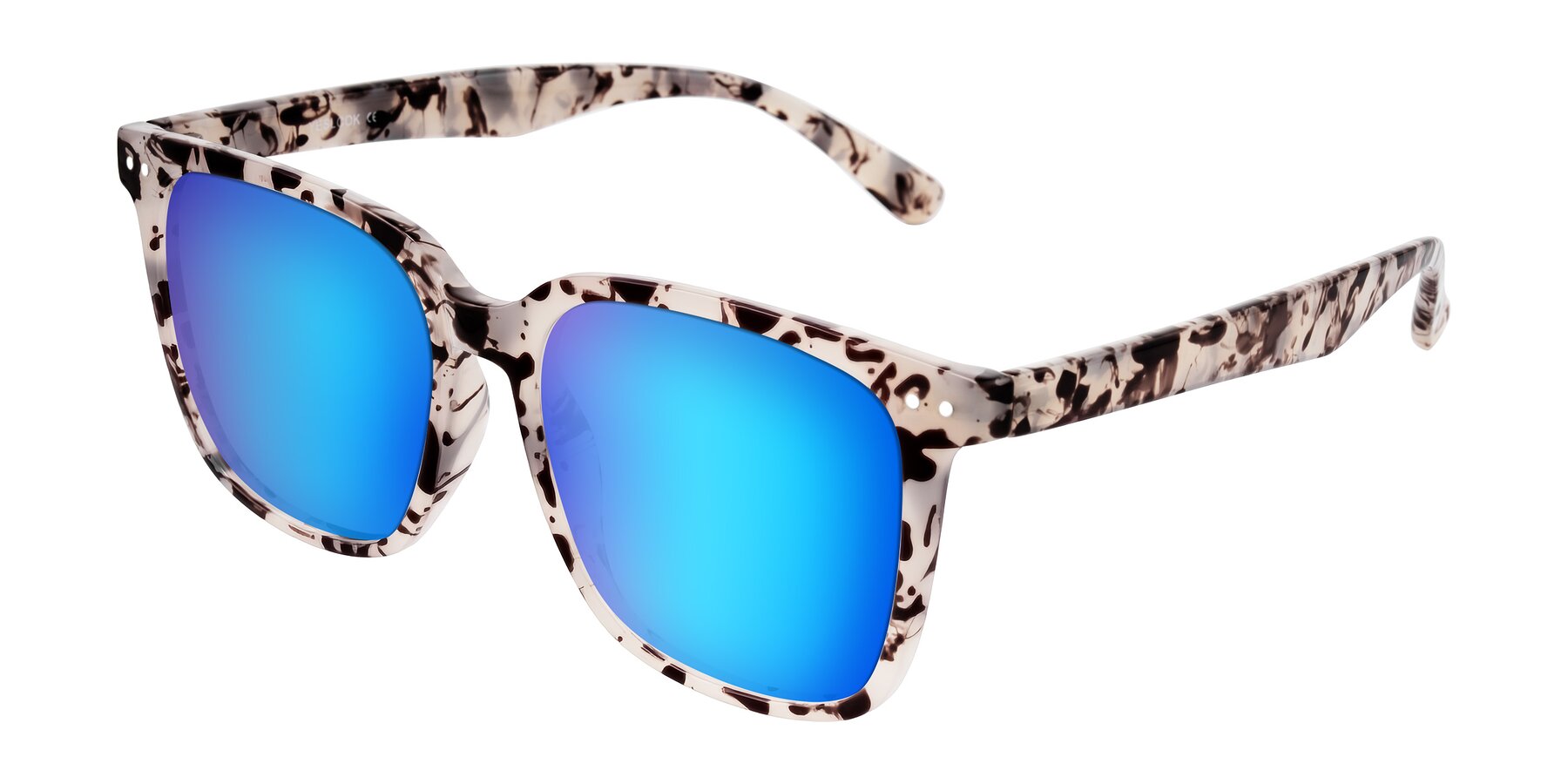 Angle of Arroyo in Ivory Tortoise with Blue Mirrored Lenses