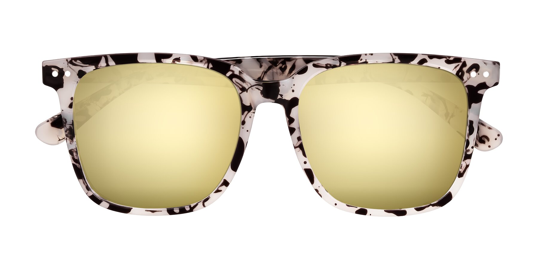 Folded Front of Arroyo in Ivory Tortoise with Gold Mirrored Lenses