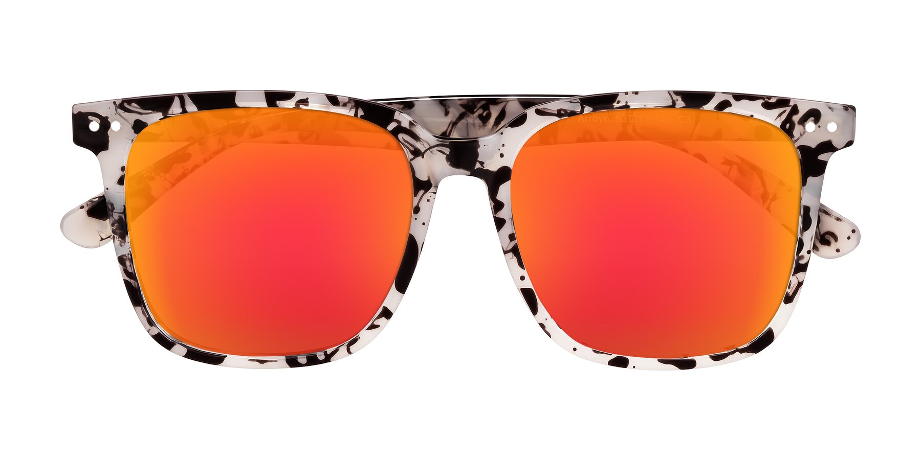 Folded Front of Arroyo in Ivory Tortoise with Red Gold Mirrored Lenses