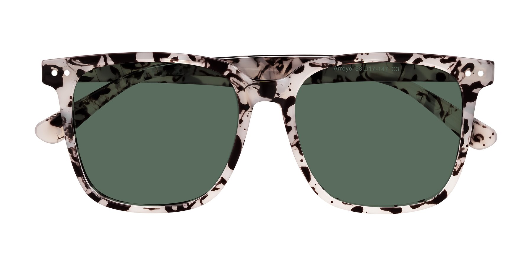 Folded Front of Arroyo in Ivory Tortoise with Green Polarized Lenses