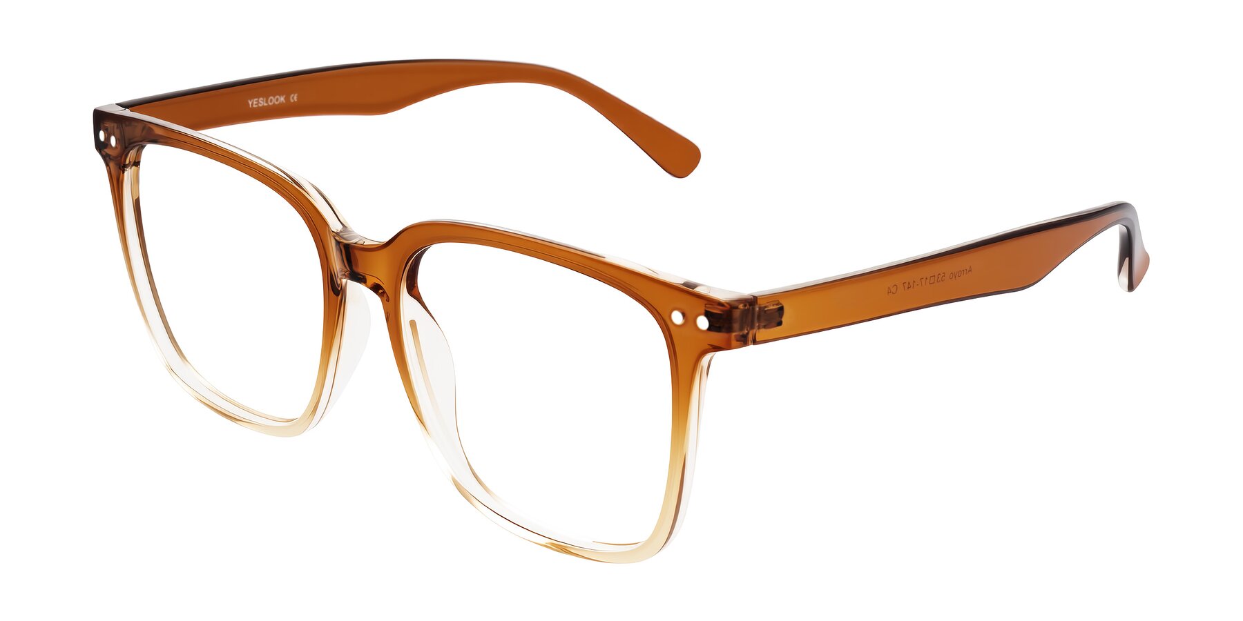 Angle of Arroyo in Gradient Caramel with Clear Eyeglass Lenses