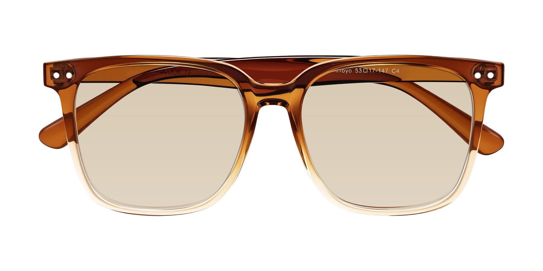 Folded Front of Arroyo in Gradient Caramel with Light Brown Tinted Lenses