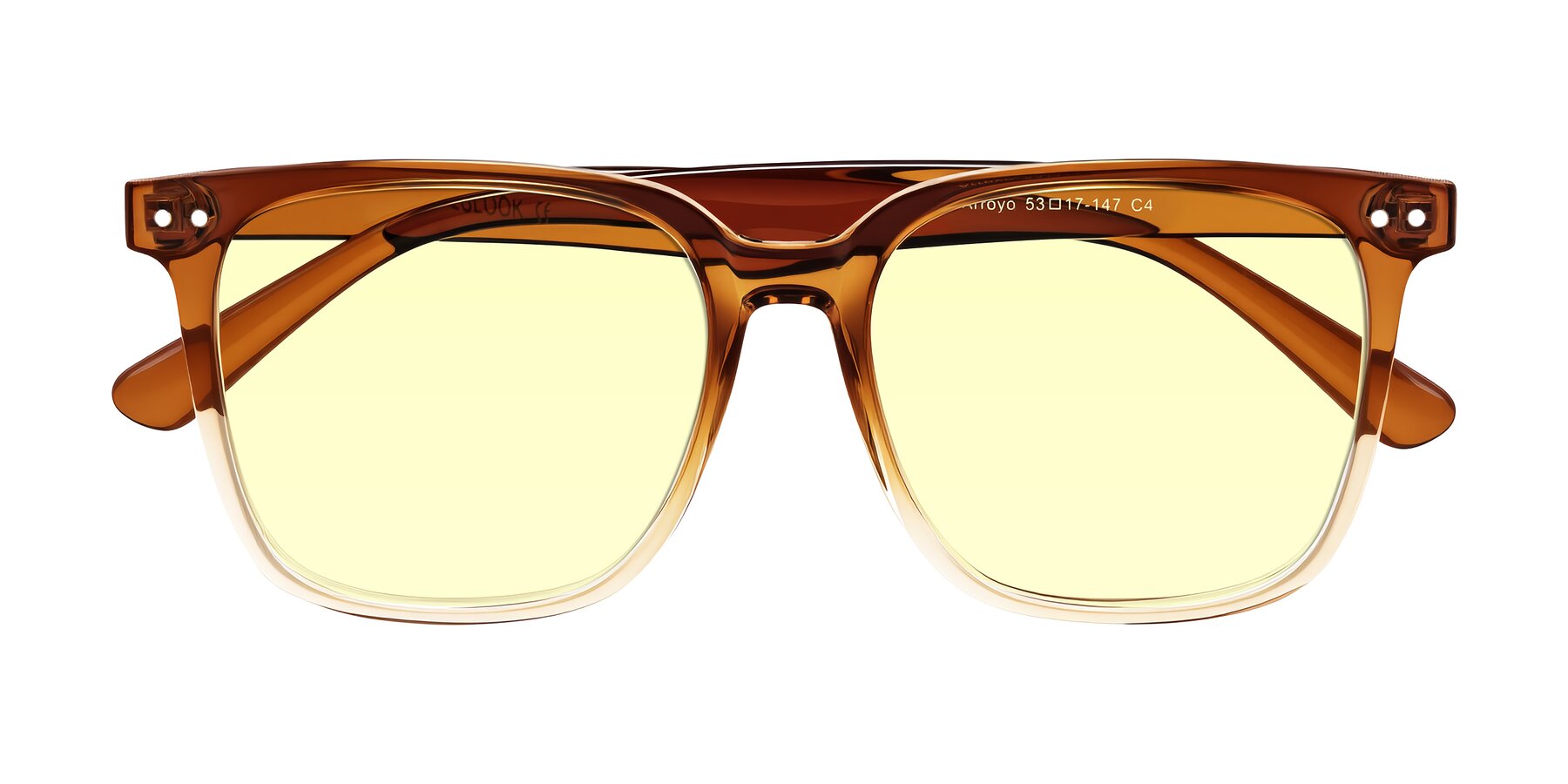 Folded Front of Arroyo in Gradient Caramel with Light Yellow Tinted Lenses