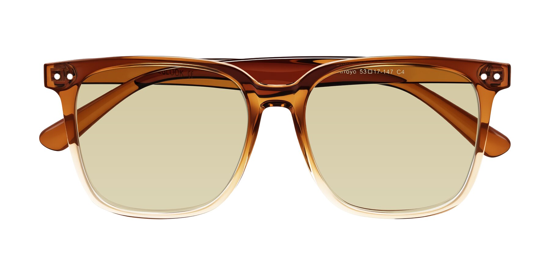 Ligh Color Gradient Gradient Caramel Oversized TR90 Trapezoid Tinted Sunglasses with Light ...