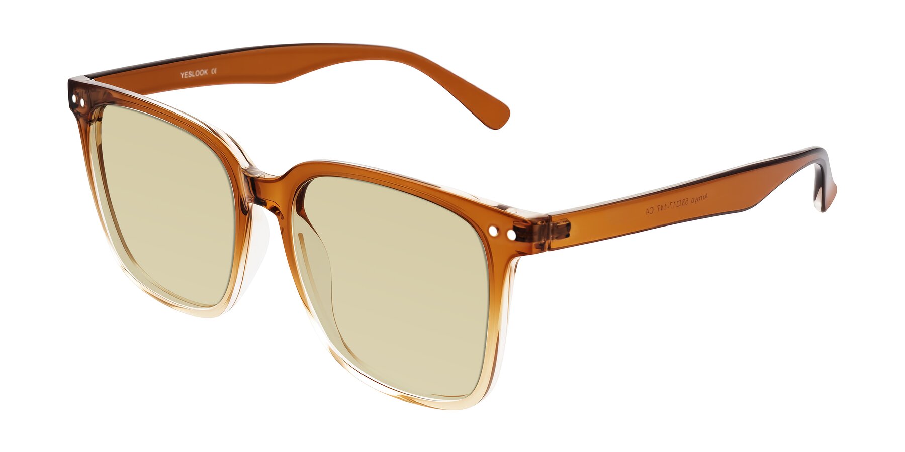 Ligh Color Gradient Gradient Caramel Oversized TR90 Trapezoid Tinted Sunglasses with Light ...