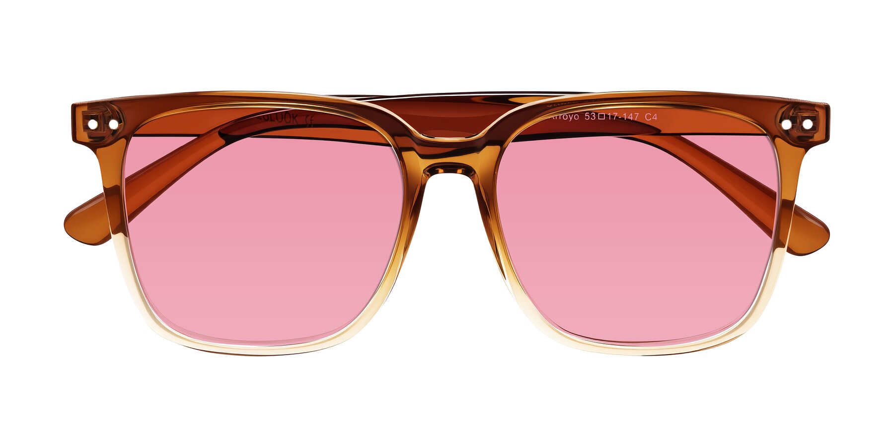 Folded Front of Arroyo in Gradient Caramel with Pink Tinted Lenses
