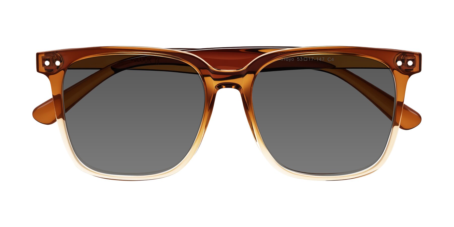 Gradient Caramel Oversized TR90 Trapezoid Tinted Sunglasses with Medium ...