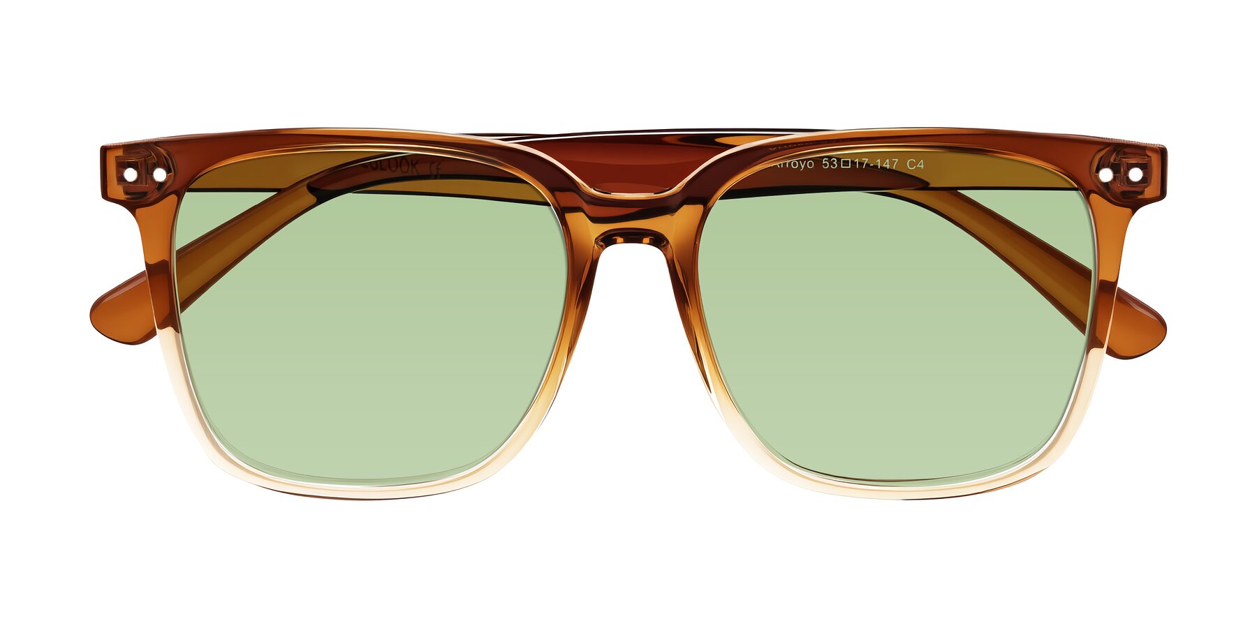 Folded Front of Arroyo in Gradient Caramel with Medium Green Tinted Lenses