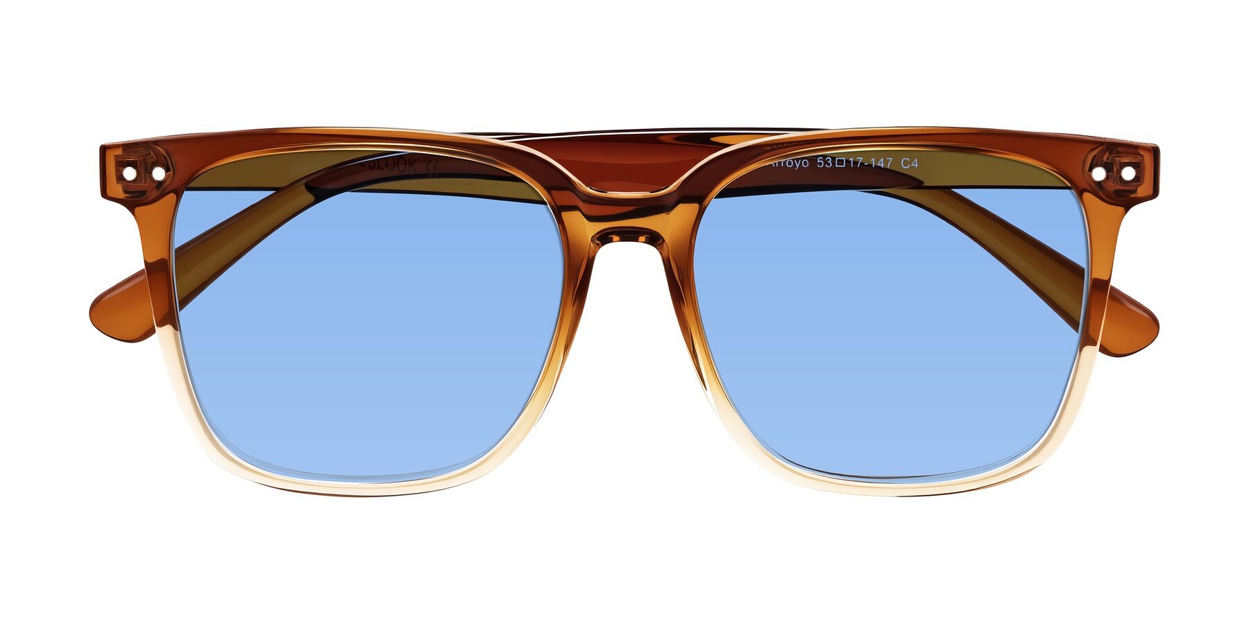 Gradient Caramel Oversized TR90 Trapezoid Tinted Sunglasses with Medium ...