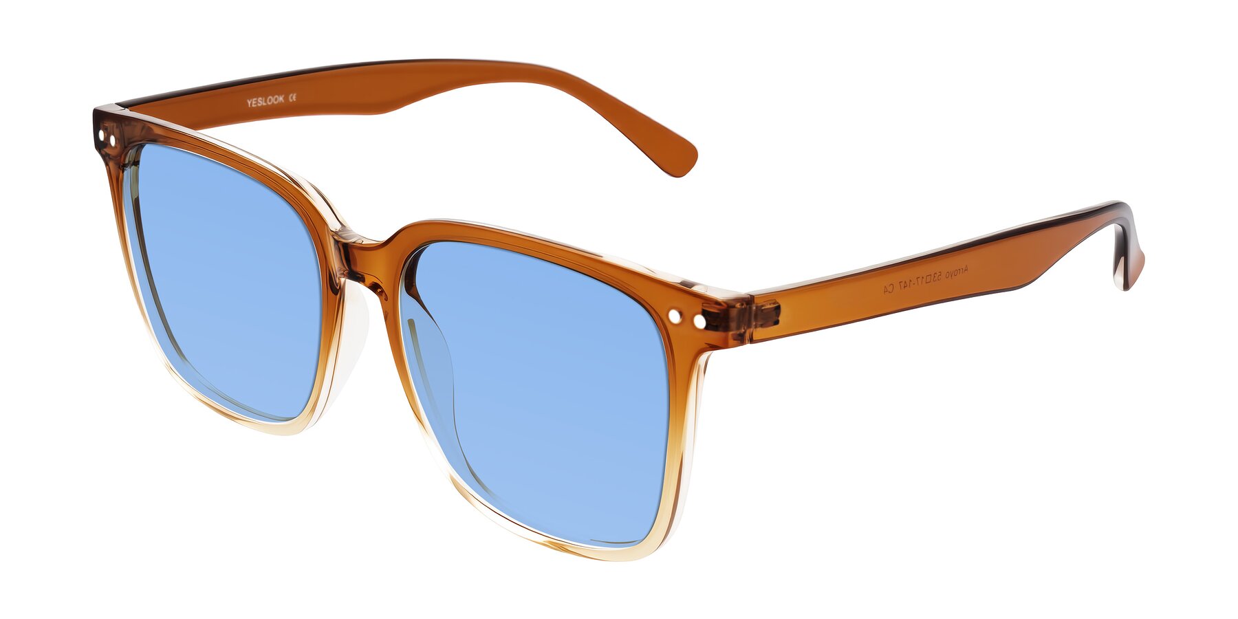 Gradient Caramel Oversized TR90 Trapezoid Tinted Sunglasses with Medium ...