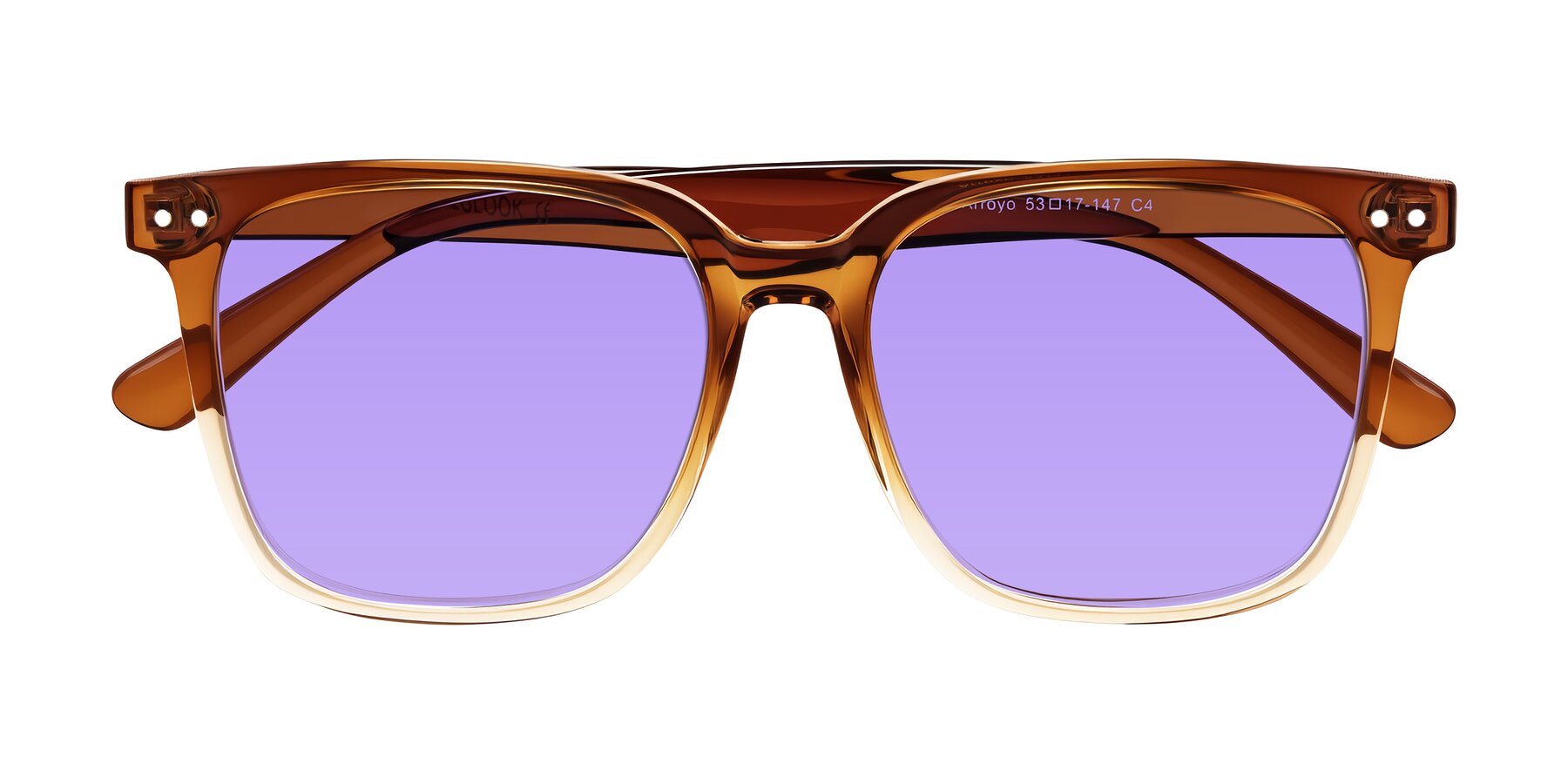 Gradient Caramel Oversized TR90 Trapezoid Tinted Sunglasses with Medium ...