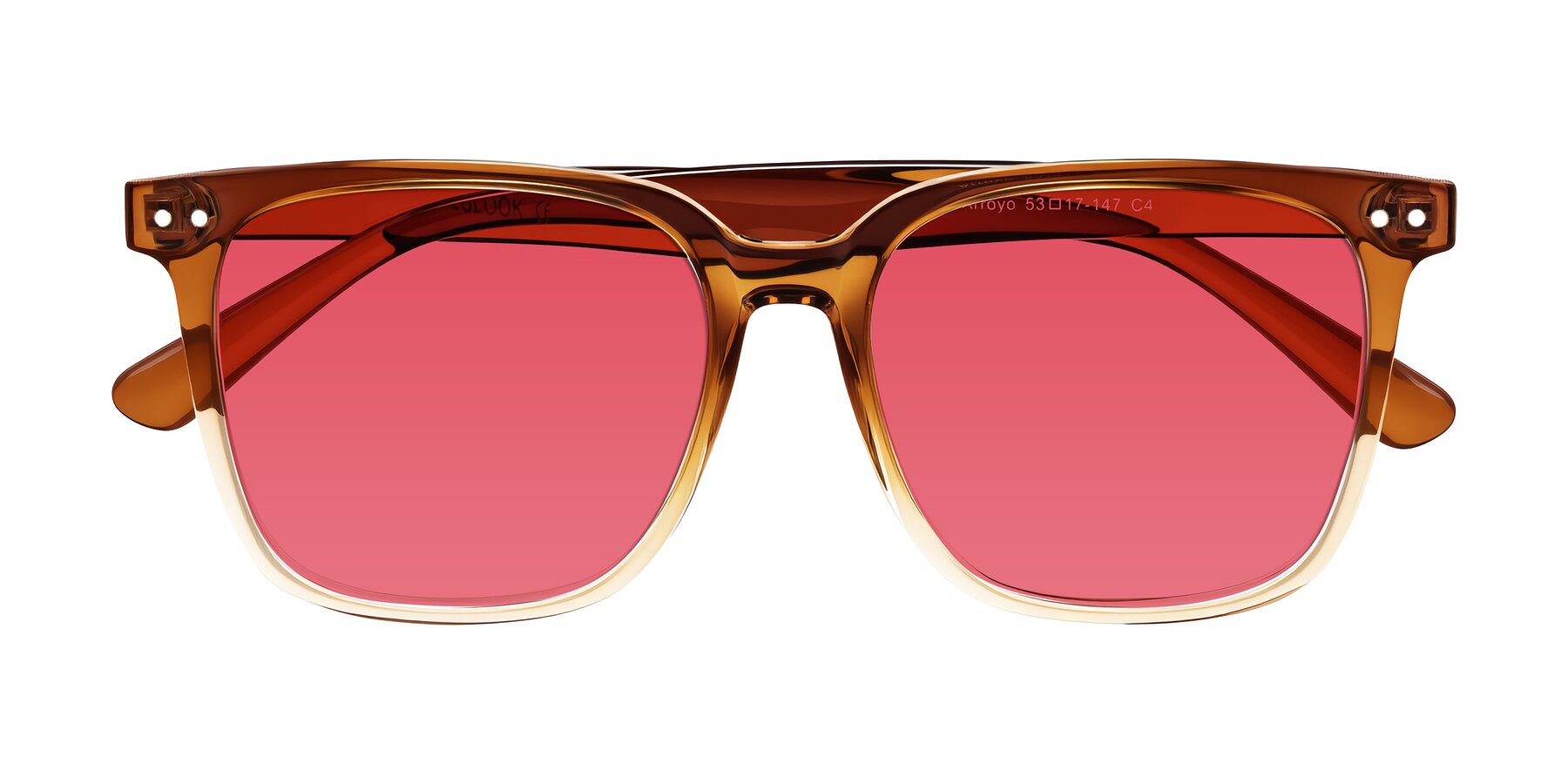 Folded Front of Arroyo in Gradient Caramel with Red Tinted Lenses