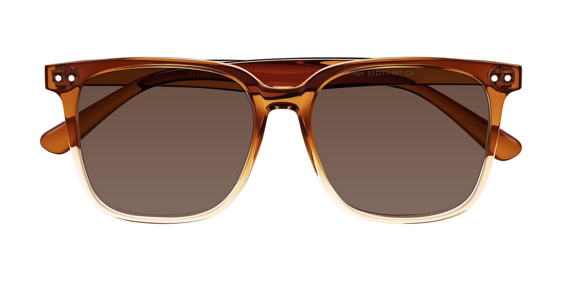 Folded Front of Arroyo in Gradient Caramel with Brown Tinted Lenses