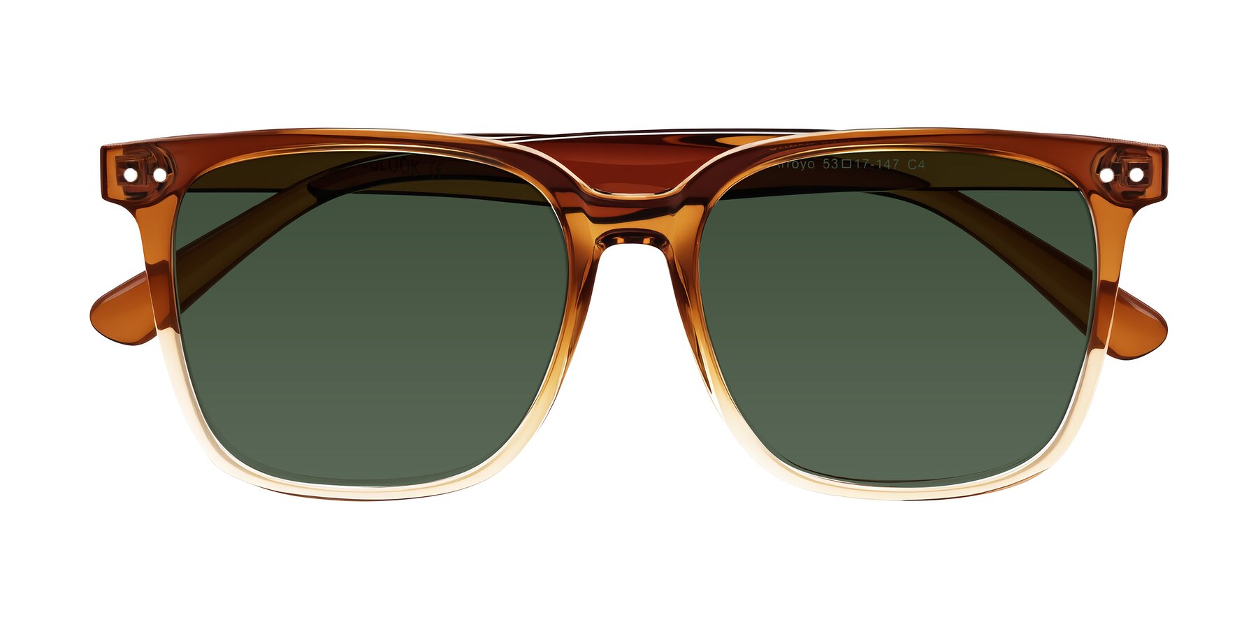 Folded Front of Arroyo in Gradient Caramel with Green Tinted Lenses