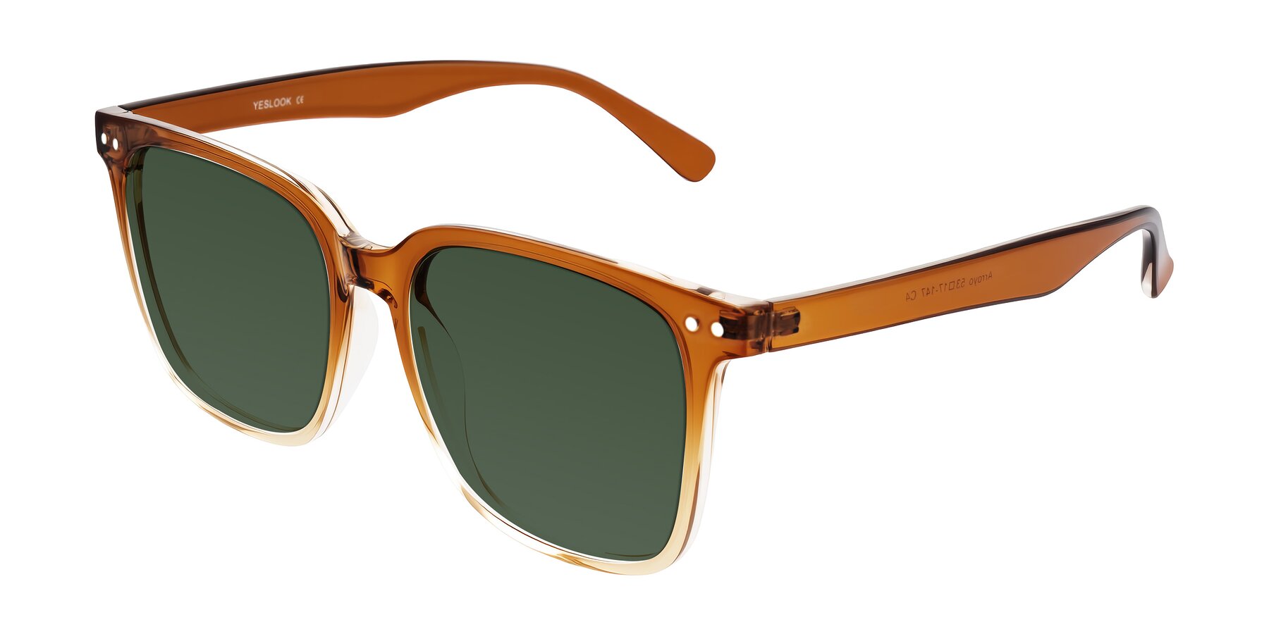 Angle of Arroyo in Gradient Caramel with Green Tinted Lenses