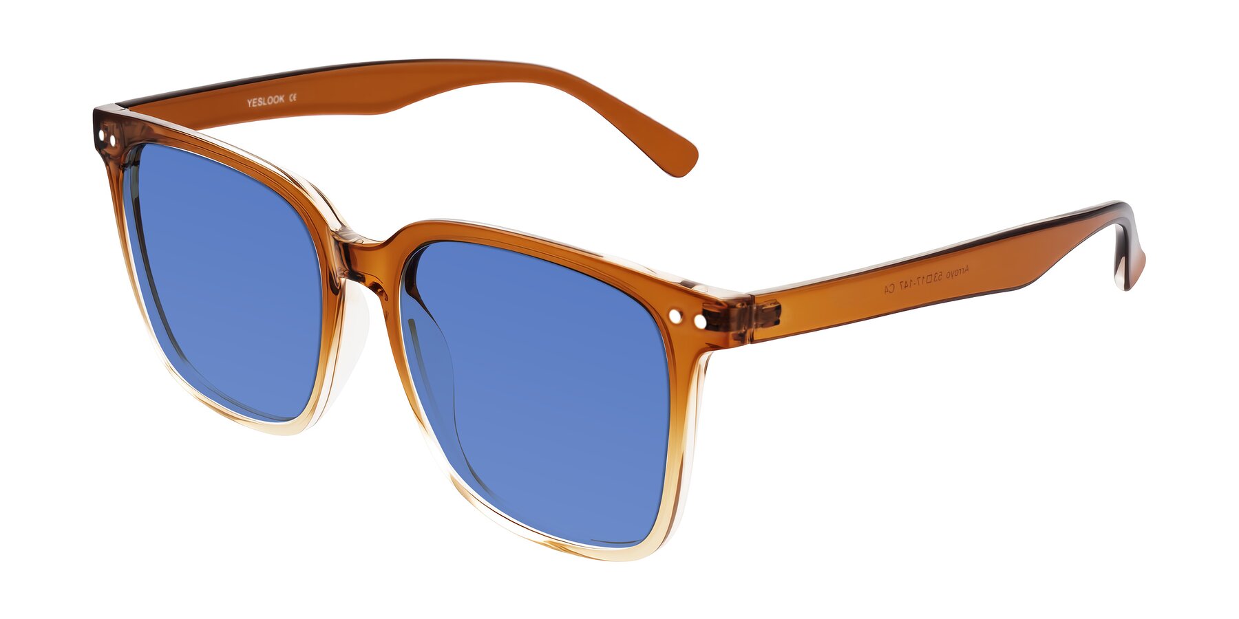 Angle of Arroyo in Gradient Caramel with Blue Tinted Lenses