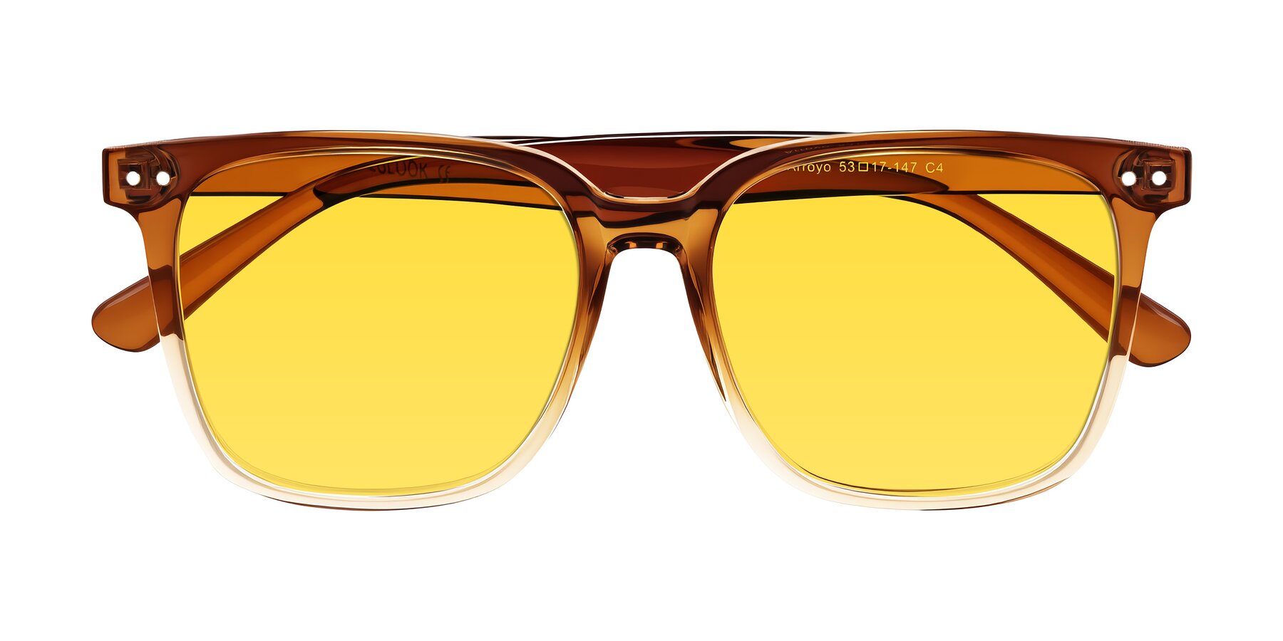 Folded Front of Arroyo in Gradient Caramel with Yellow Tinted Lenses
