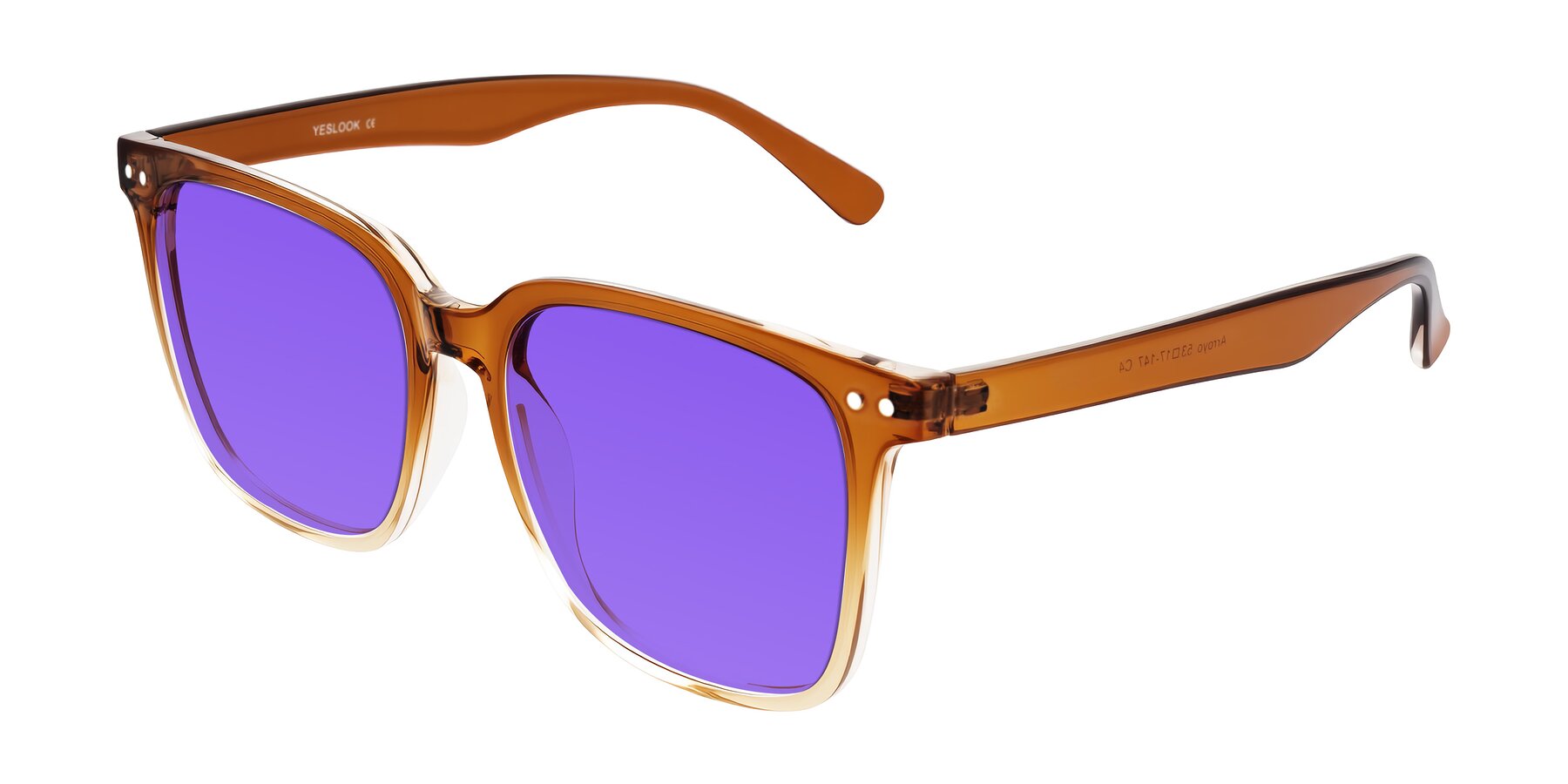 Angle of Arroyo in Gradient Caramel with Purple Tinted Lenses