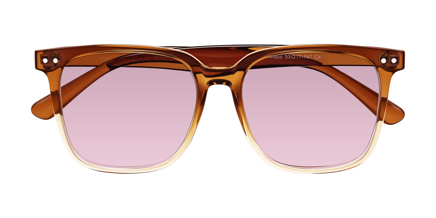 Folded Front of Arroyo in Gradient Caramel with Light Wine Tinted Lenses