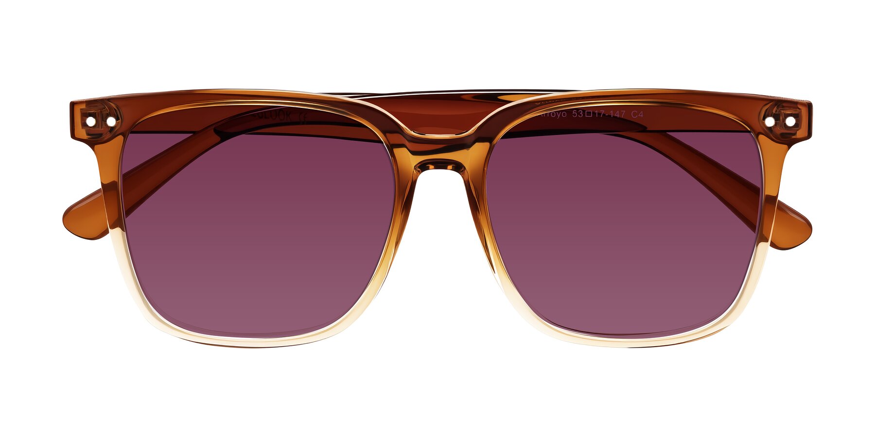 Folded Front of Arroyo in Gradient Caramel with Wine Tinted Lenses