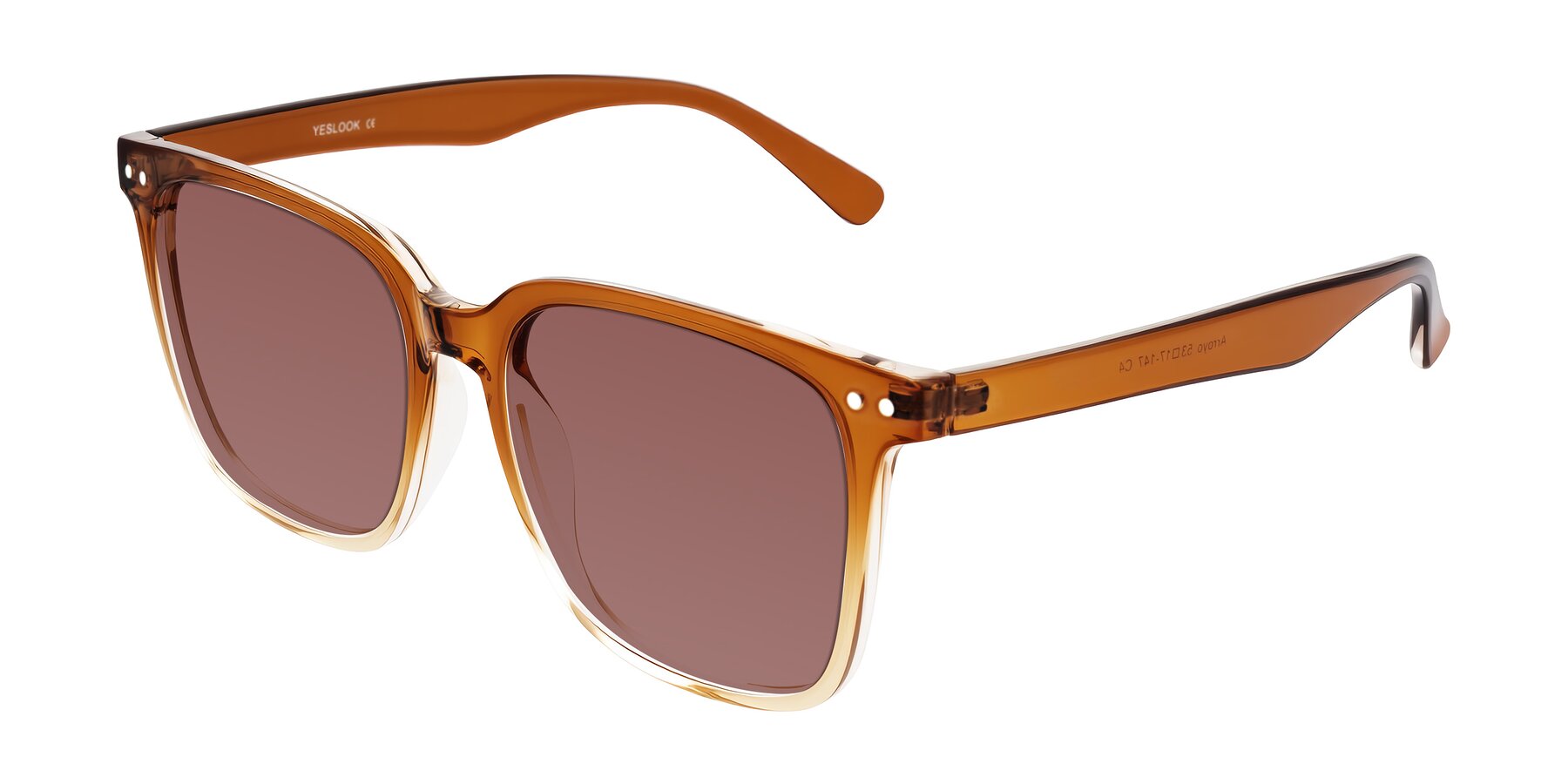 Angle of Arroyo in Gradient Caramel with Garnet Tinted Lenses