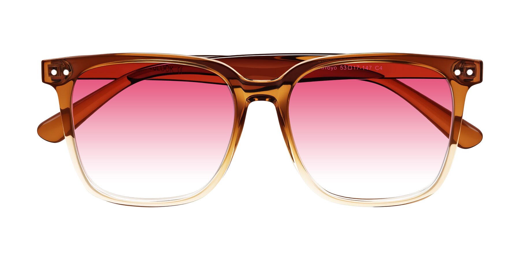 Folded Front of Arroyo in Gradient Caramel with Pink Gradient Lenses