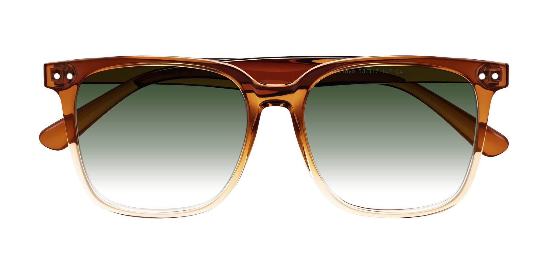 Folded Front of Arroyo in Gradient Caramel with Green Gradient Lenses