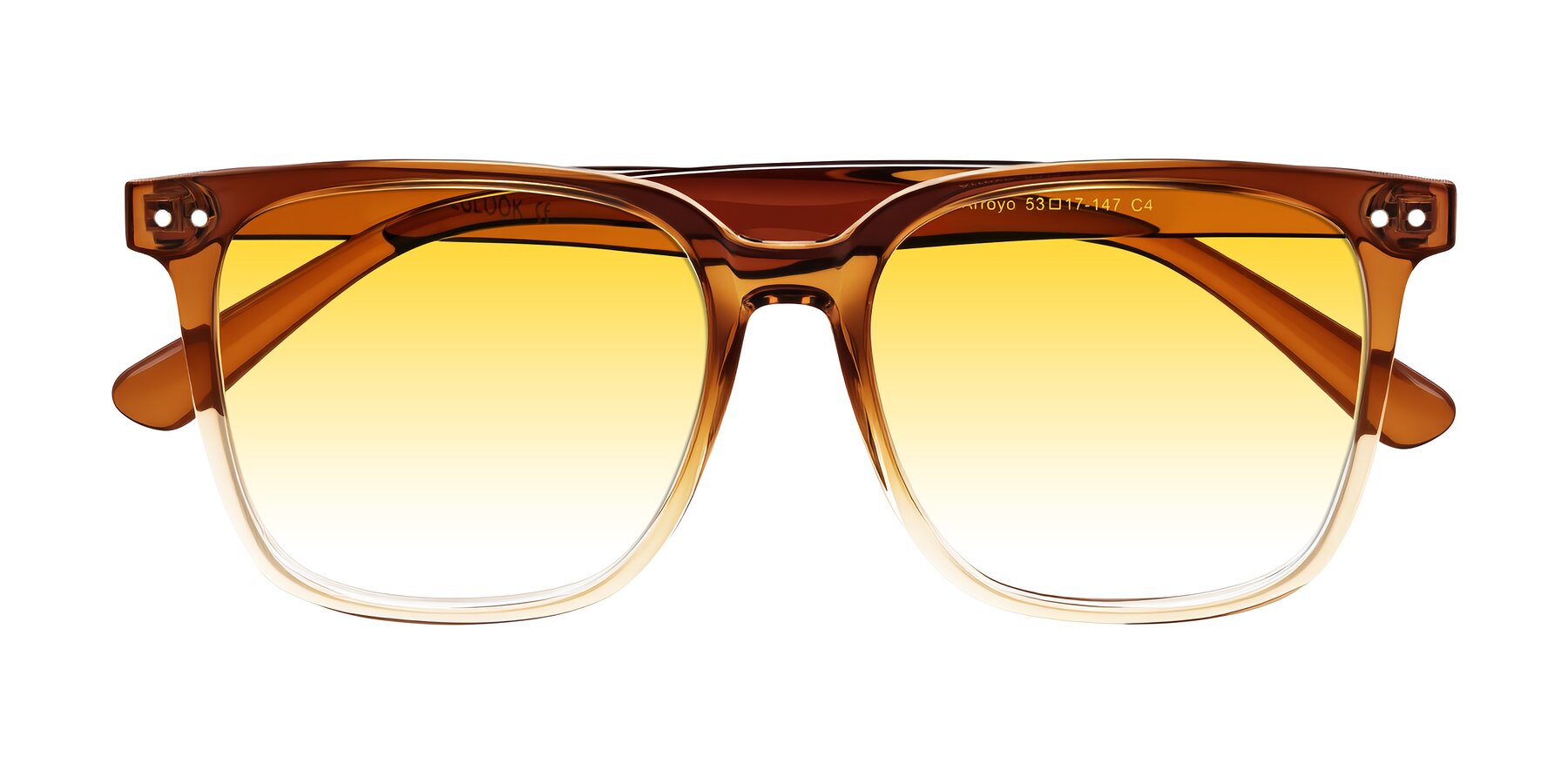 Folded Front of Arroyo in Gradient Caramel with Yellow Gradient Lenses