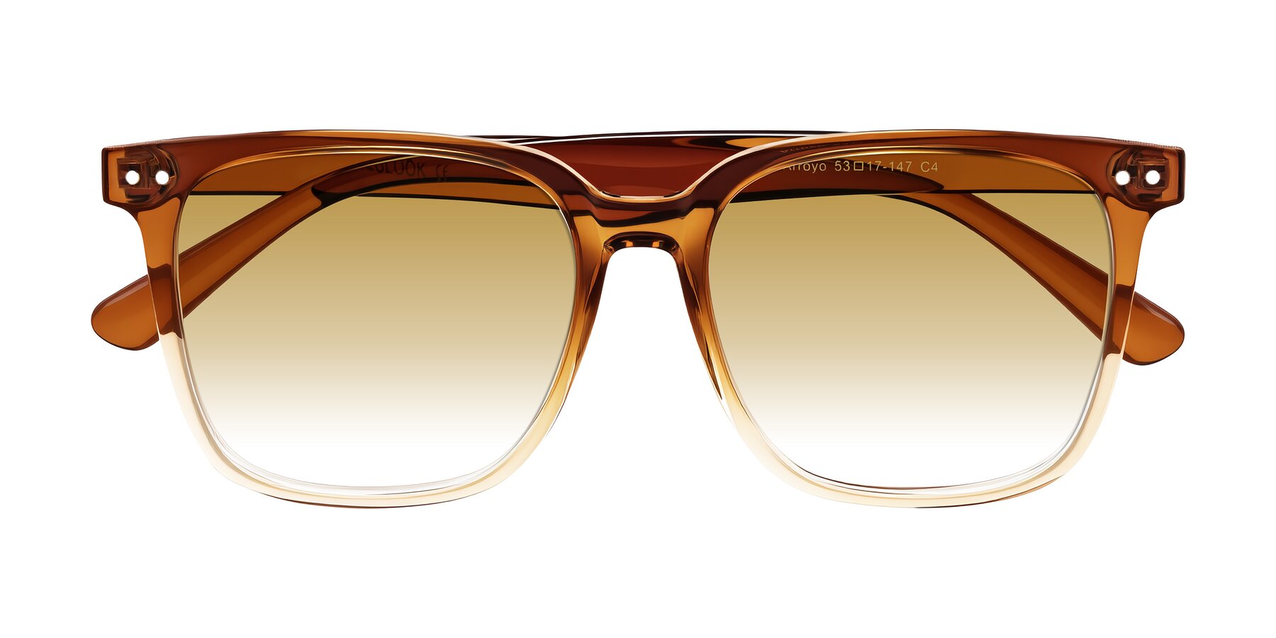 Folded Front of Arroyo in Gradient Caramel with Champagne Gradient Lenses