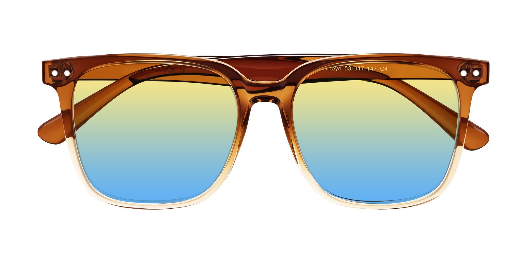 Folded Front of Arroyo in Gradient Caramel with Yellow / Blue Gradient Lenses