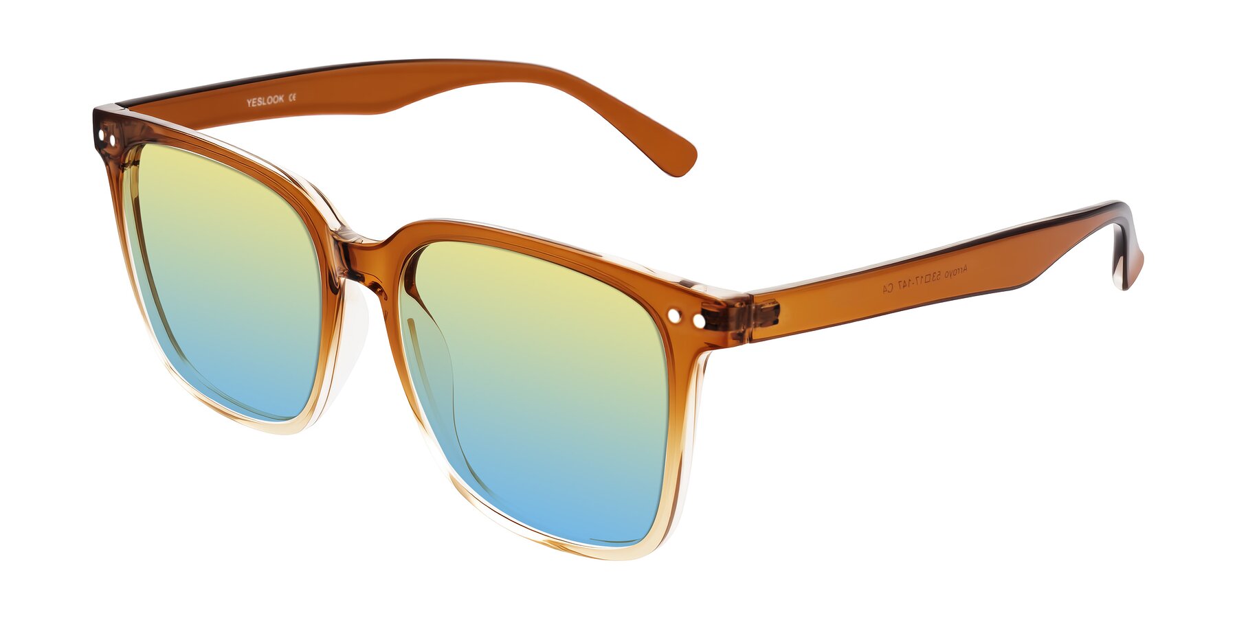 Angle of Arroyo in Gradient Caramel with Yellow / Blue Gradient Lenses