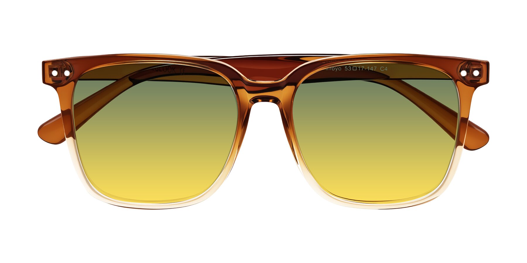Folded Front of Arroyo in Gradient Caramel with Green / Yellow Gradient Lenses