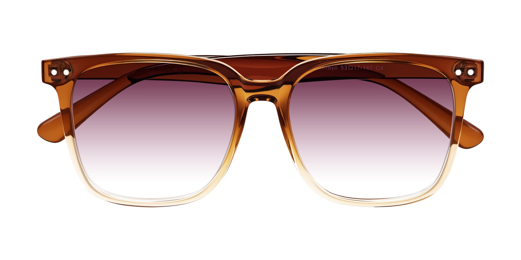 Folded Front of Arroyo in Gradient Caramel with Wine Gradient Lenses