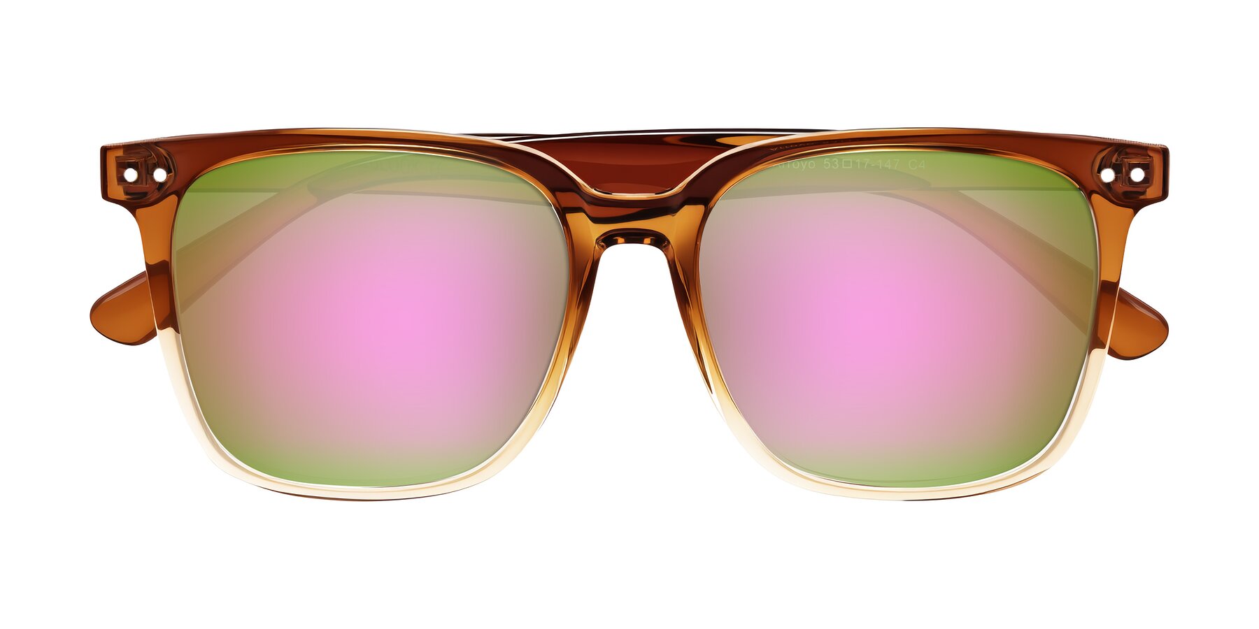 Folded Front of Arroyo in Gradient Caramel with Pink Mirrored Lenses