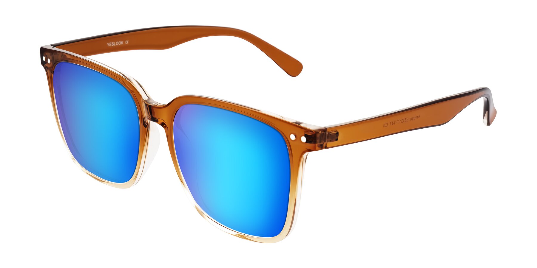 Angle of Arroyo in Gradient Caramel with Blue Mirrored Lenses