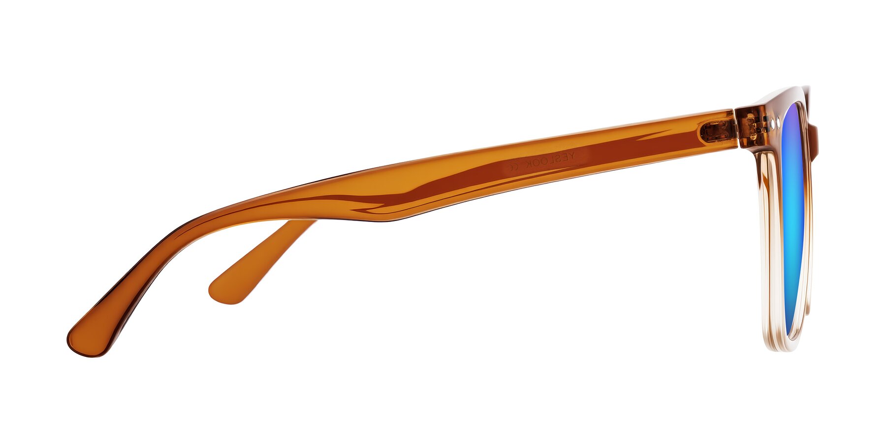 Side of Arroyo in Gradient Caramel with Blue Mirrored Lenses