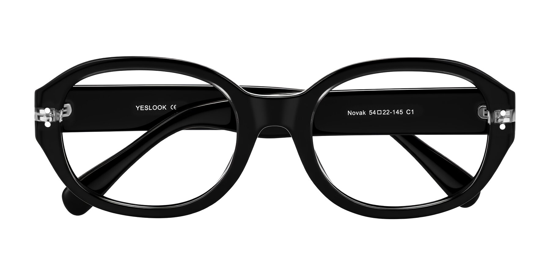 Folded Front of Novak in Black with Clear Blue Light Blocking Lenses