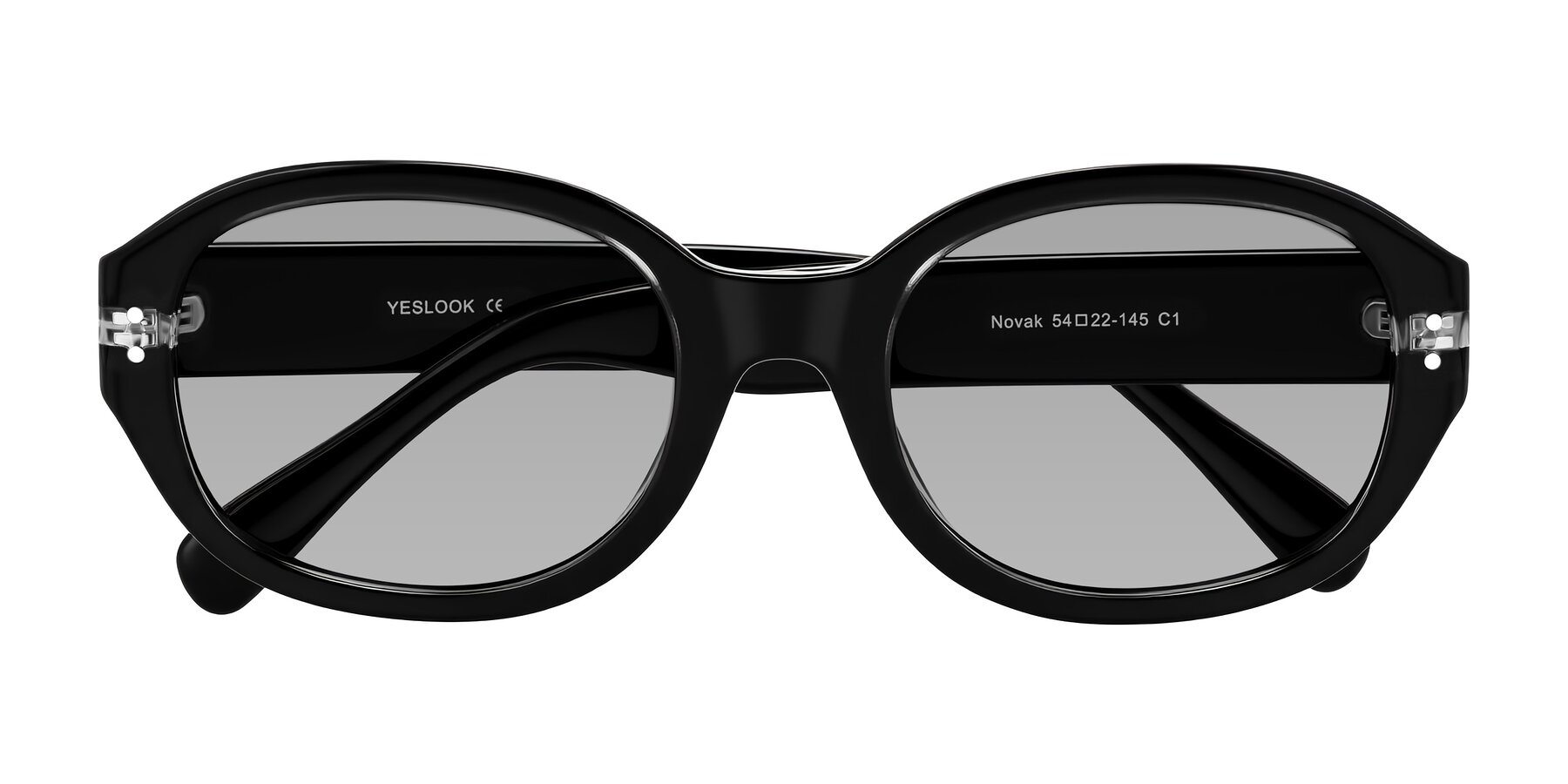 Folded Front of Novak in Black with Light Gray Tinted Lenses