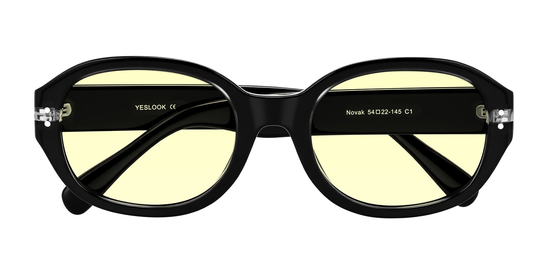Folded Front of Novak in Black with Light Yellow Tinted Lenses