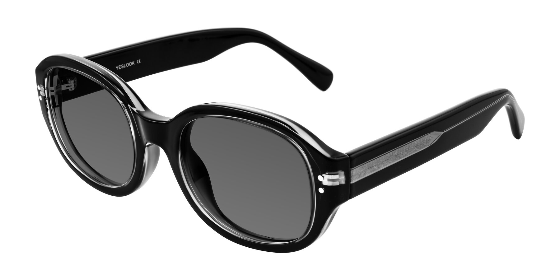 Angle of Novak in Black with Medium Gray Tinted Lenses